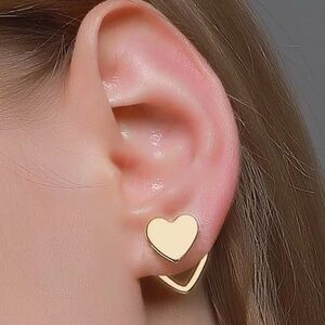 Gold Heart Stud Earrings – Minimalist Modern Design